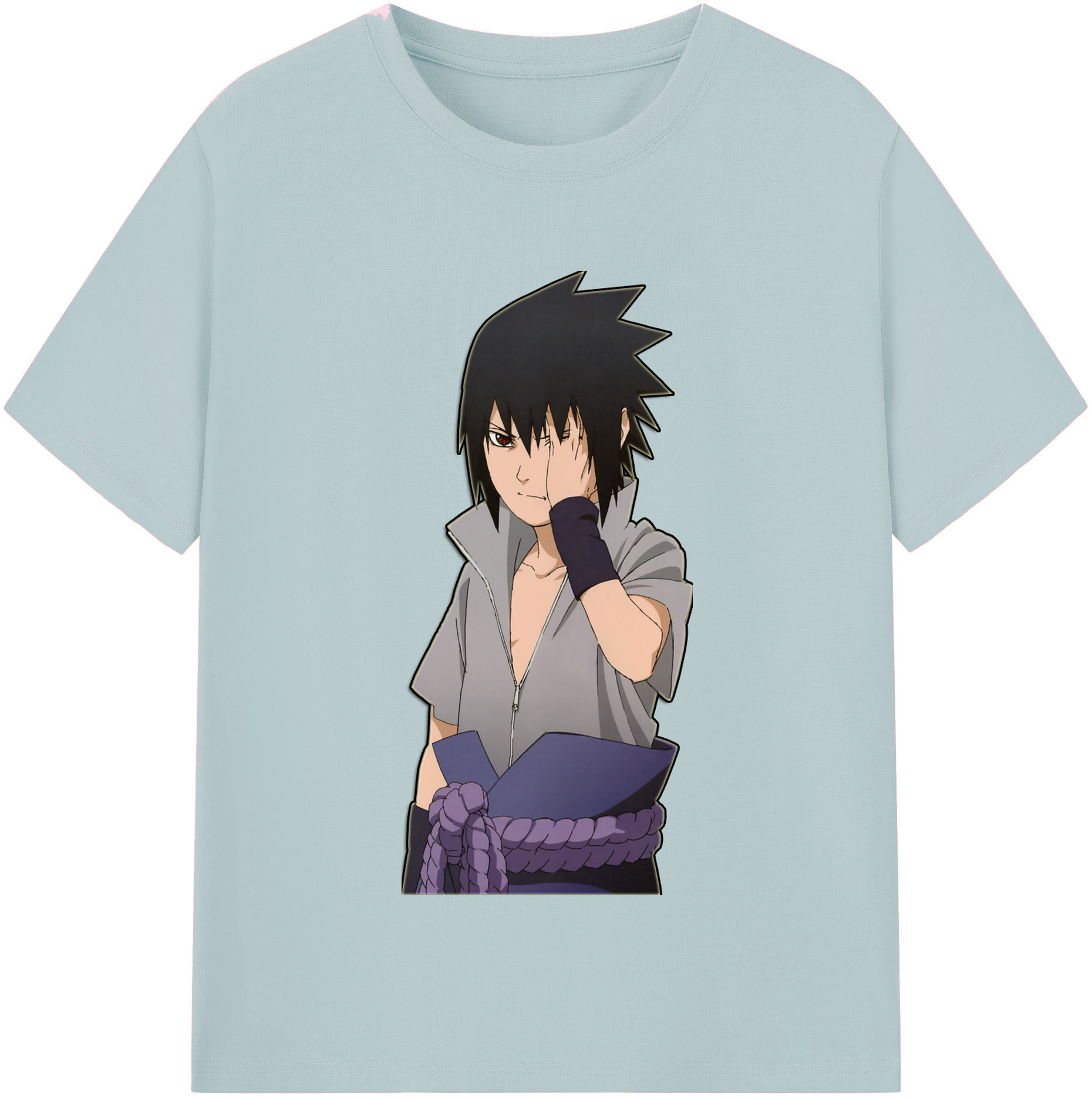 （画像用） NARUTO -ナルト- うちは サスケ Uchiha Sasuke 綿100％半袖Tシャツ（フロントプリント）